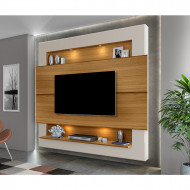 Painel Para Sala Riviera Tv Até 75 Polegadas 2,17m Com Led E Prateleira - Carvalho / Off White
