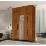 Guarda Roupa Solteiro Maranhão 3 Portas E Espelho - Castanho
