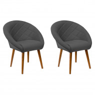 Kit 2 Poltronas Decorativa Estofada Berlim Pés Palito Cinza