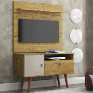 Painel Com Rack Retro Para Tv Nature/Off White Yan