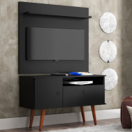 Rack Com Painel Para Tv Retro Preto Yan