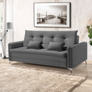 Sofá Cama 3 Lugares Kairos Premium Veludo Cinza - Php Mobília