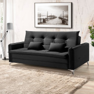 Bicama Luxo 3 Lugares Kairos Super Confortável Veludo Preto - Php Mobília