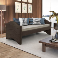 Sofá Cama Valencia Em Madeira Maciça Vintage Com Revestimento De Tecido Veludo Marrom - Php Mobilia