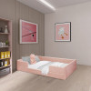 Cama Montessoriana Solteiro Madeira Maciça Com Revestimento Em Tecido Luana Rosa - 1