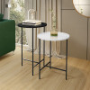 Conjunto 2 Mesas Lateral Redonda Para Sala E Quarto Lírio - Preto / Branco - 1