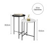 Conjunto 2 Mesas Lateral Redonda Para Sala E Quarto Lírio - Preto / Branco - 3