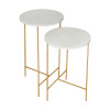 Kit Mesa Lateral Redonda Para Sala De Estar Lírio Off White Base Dourada - 3