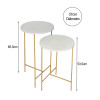 Kit Mesa Lateral Redonda Para Sala De Estar Lírio Off White Base Dourada - 4