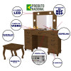 Penteadeira Camarim Com Banqueta Espelho E Luzes Led Seul - Malbec - 2