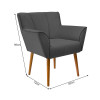 Kit 3 Poltronas Para Recepção Decorativa Estofada Santiago Pés De Madeira Cinza - 5
