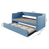 Sofá Cama Infantil Dubai Em Madeira Maciça Vintage Revestido De Tecido Veludo Pavia Azul Php Mobilia - 3