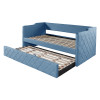 Sofá Cama Infantil Dubai Em Madeira Maciça Vintage Revestido De Tecido Veludo Pavia Azul Php Mobilia - 2