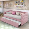 Sofá Cama Infantil Em Madeira Maciça Vintage De Tecido Veludo Pavia Rosa Dubai Php Mobilia - 1