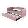 Sofá Cama Infantil Em Madeira Maciça Vintage De Tecido Veludo Pavia Rosa Dubai Php Mobilia - 3